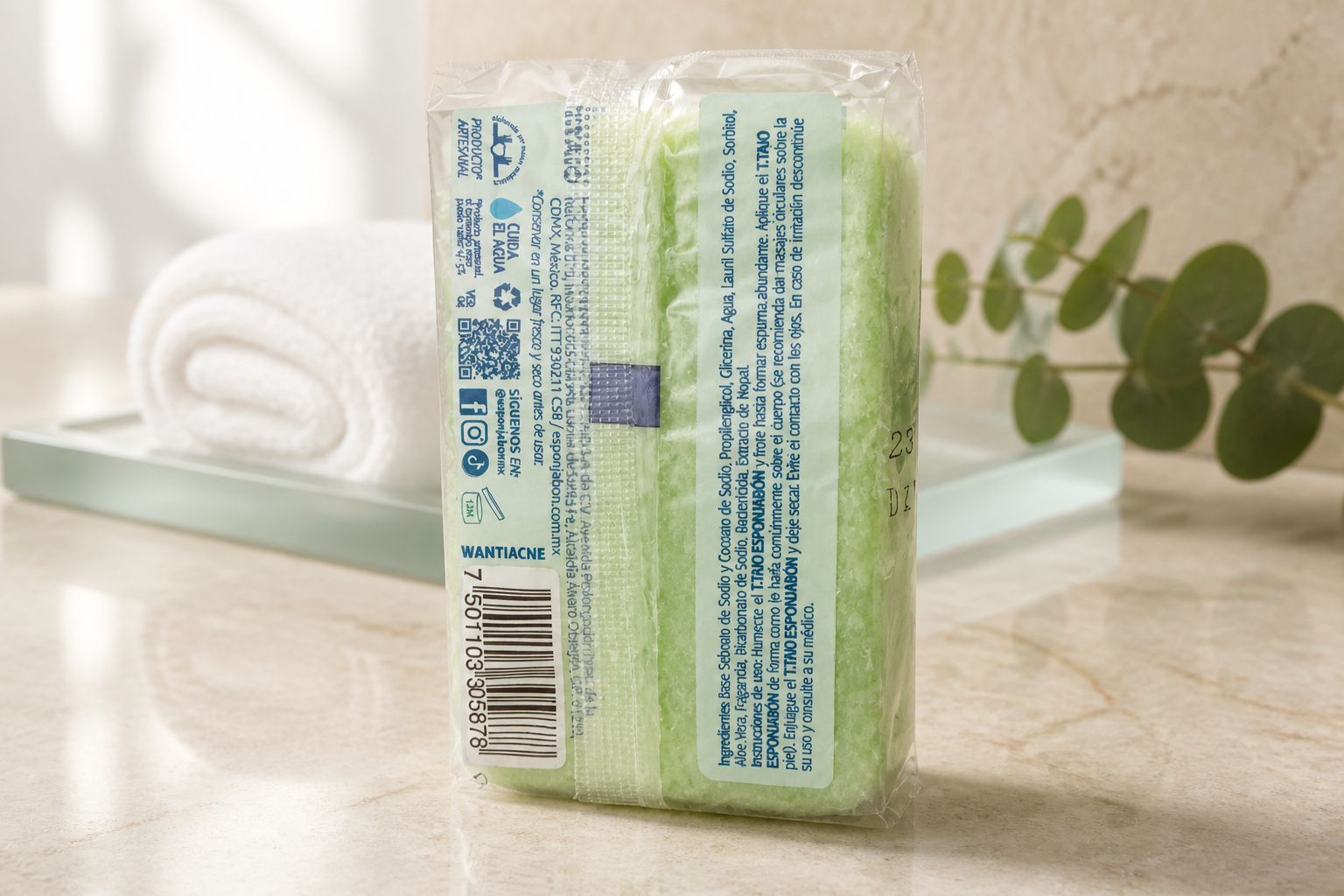 Esponjabón de Aloe Vera(Sábila)- 🌿Green Aura🌿